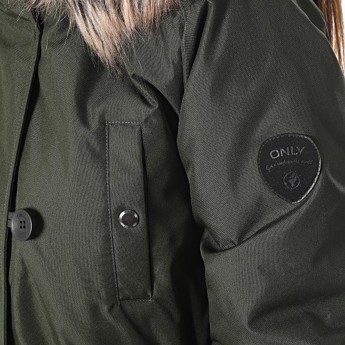 Parka Capuche Fourrure Femme Iris Vert Foncé