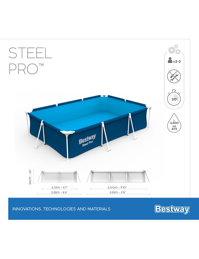 Rectangular Frame Pool 300x201x66cm Blue