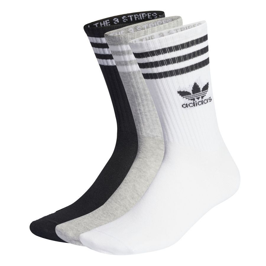 adidas Originals Chaussettes Crew Pack de 3 - Blanc/Gris/Noir