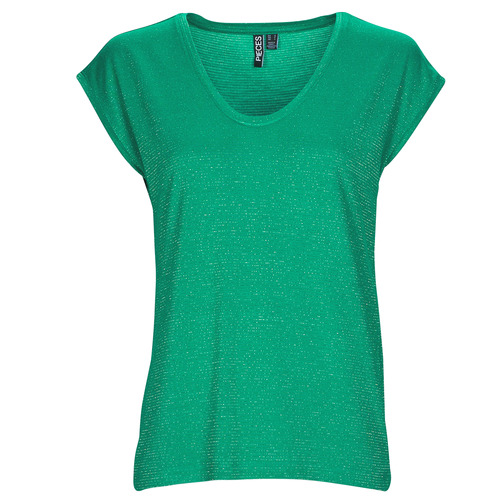 Pieces - PCBILLO TEE LUREX STRIPES - Vert