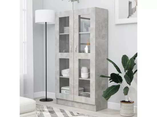 Armoire à vitrine Gris béton 82,5x30,5x150 cm Bois d'ingénierie