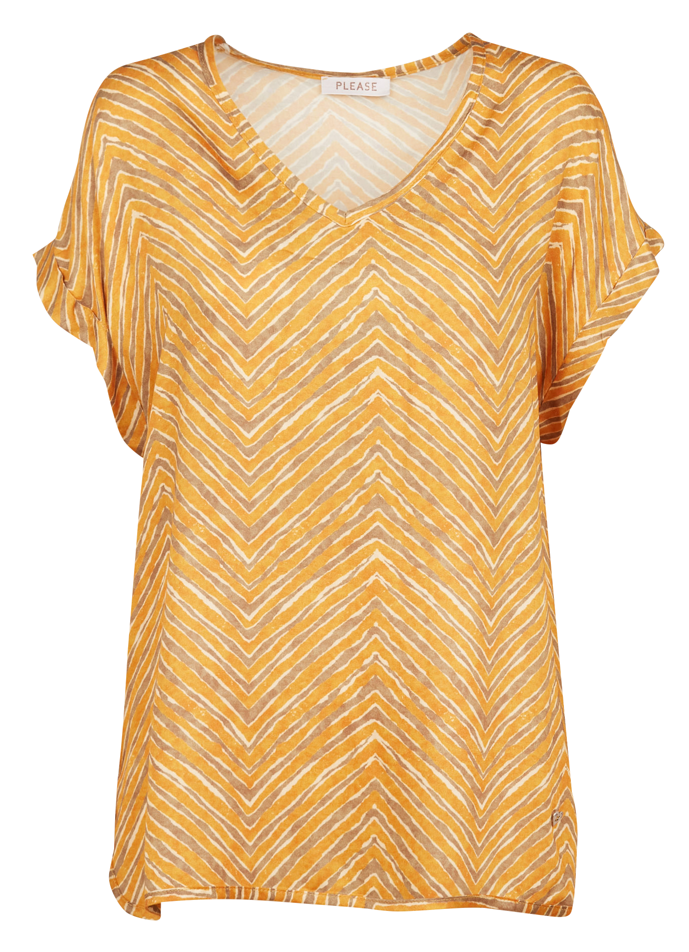 Top col V imprimé savane| Beige