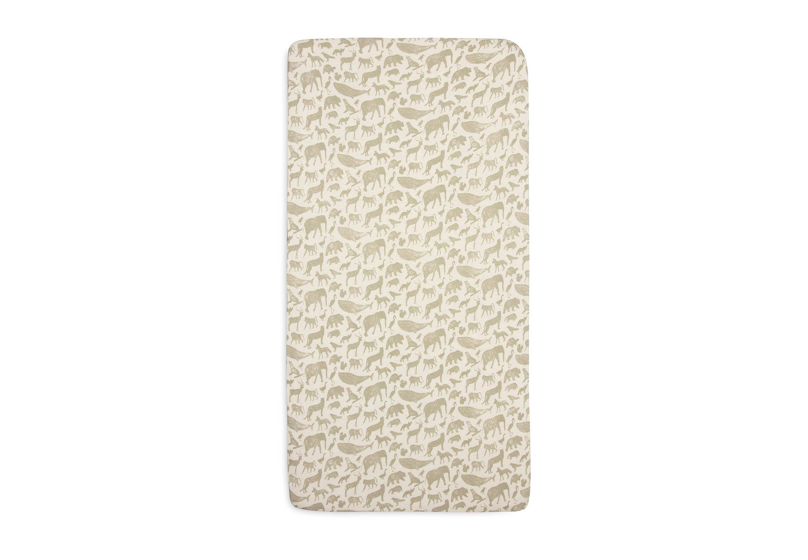 Jollein katoenen jersey wieg hoeslaken 40/50x80/90cm Animals - Olive Green