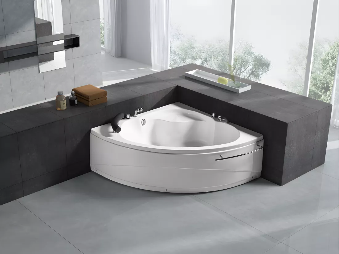 Baignoire d'angle NAVONA avec robinetterie - 263L - 135*135*54 cm