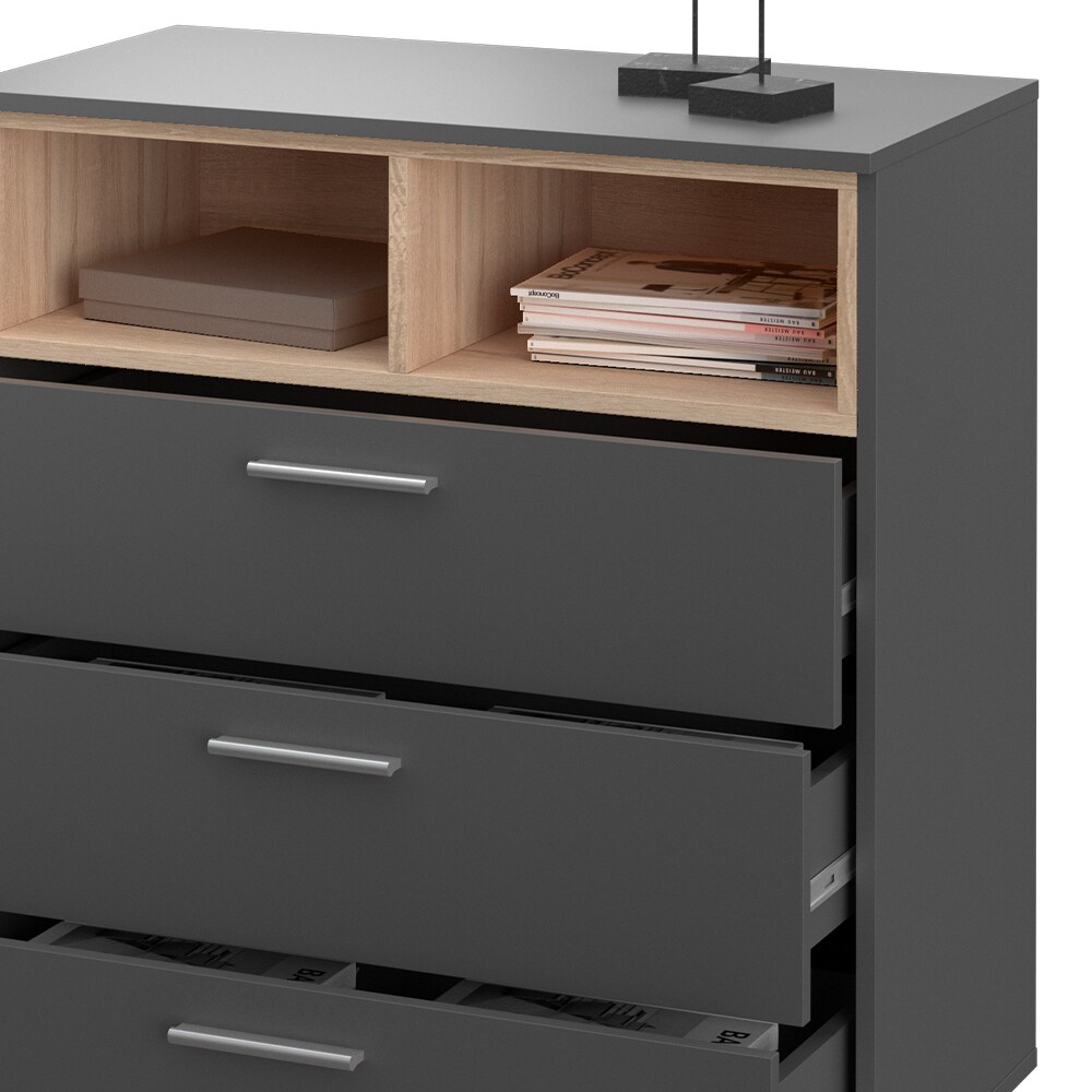 Vicco Kommode Highboard Anrichte Beatrice Anthrazit 3 Schubladen Sideboard Regal