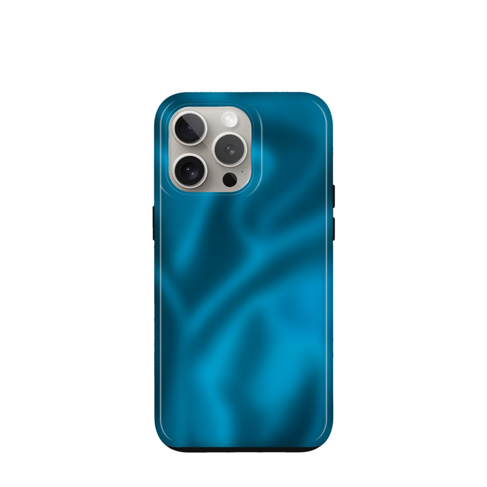 iPhone 15 Pro Max Hybrid (Kunststoff / Gummi) Hülle Seidenglanz 2 - Blau