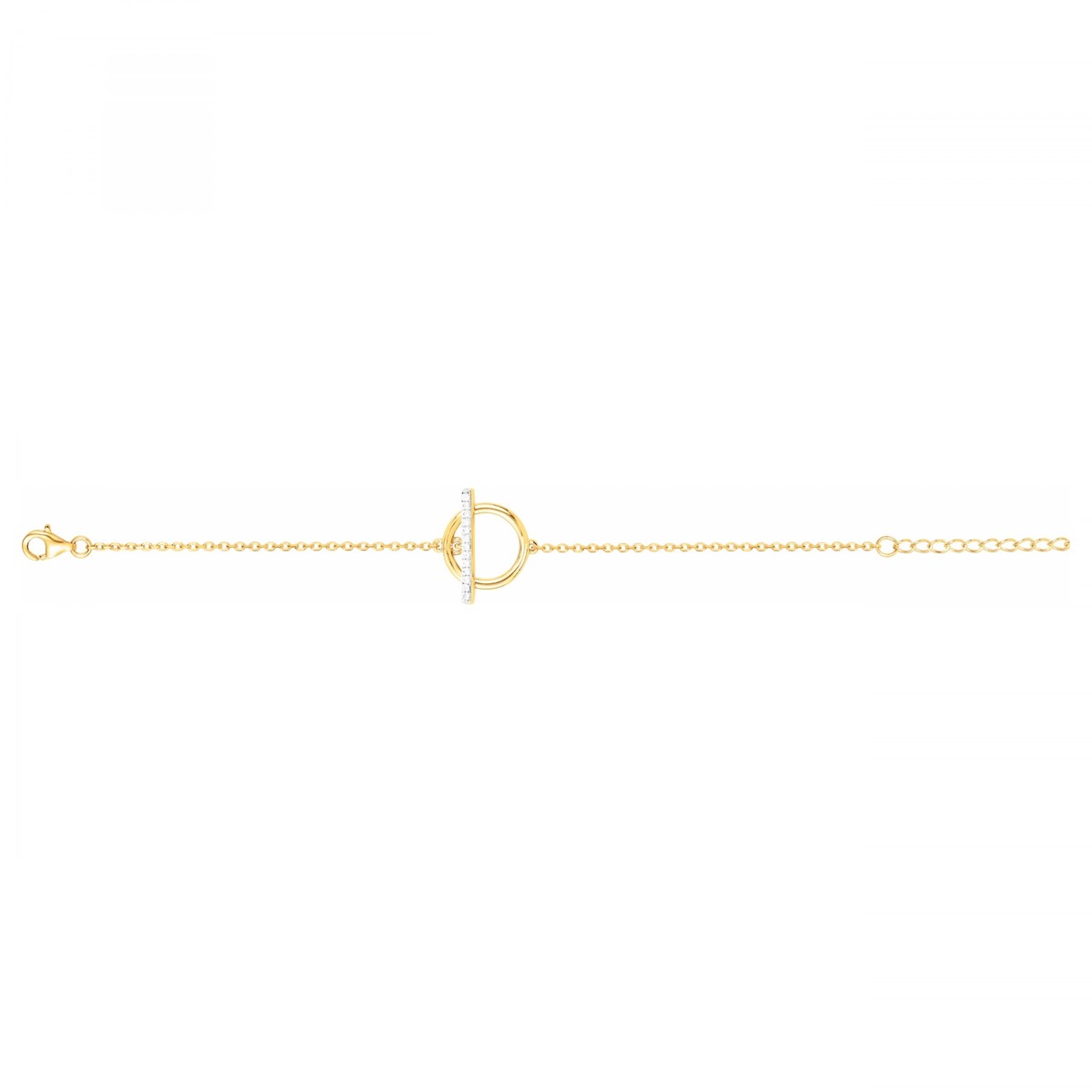 Bracelet souple en Plaqué Or avec oxyde de zirconium blanc