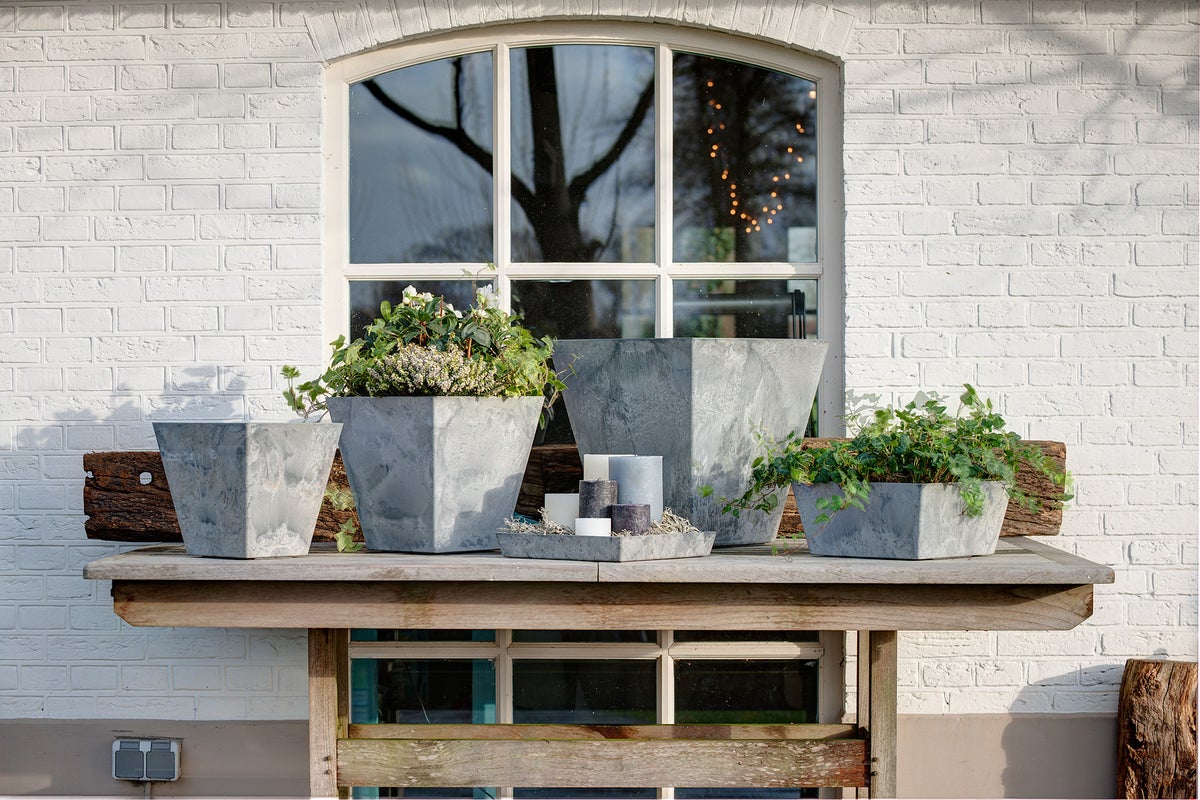 Artstone plantenbak Ella 30 x 30 cm grijs