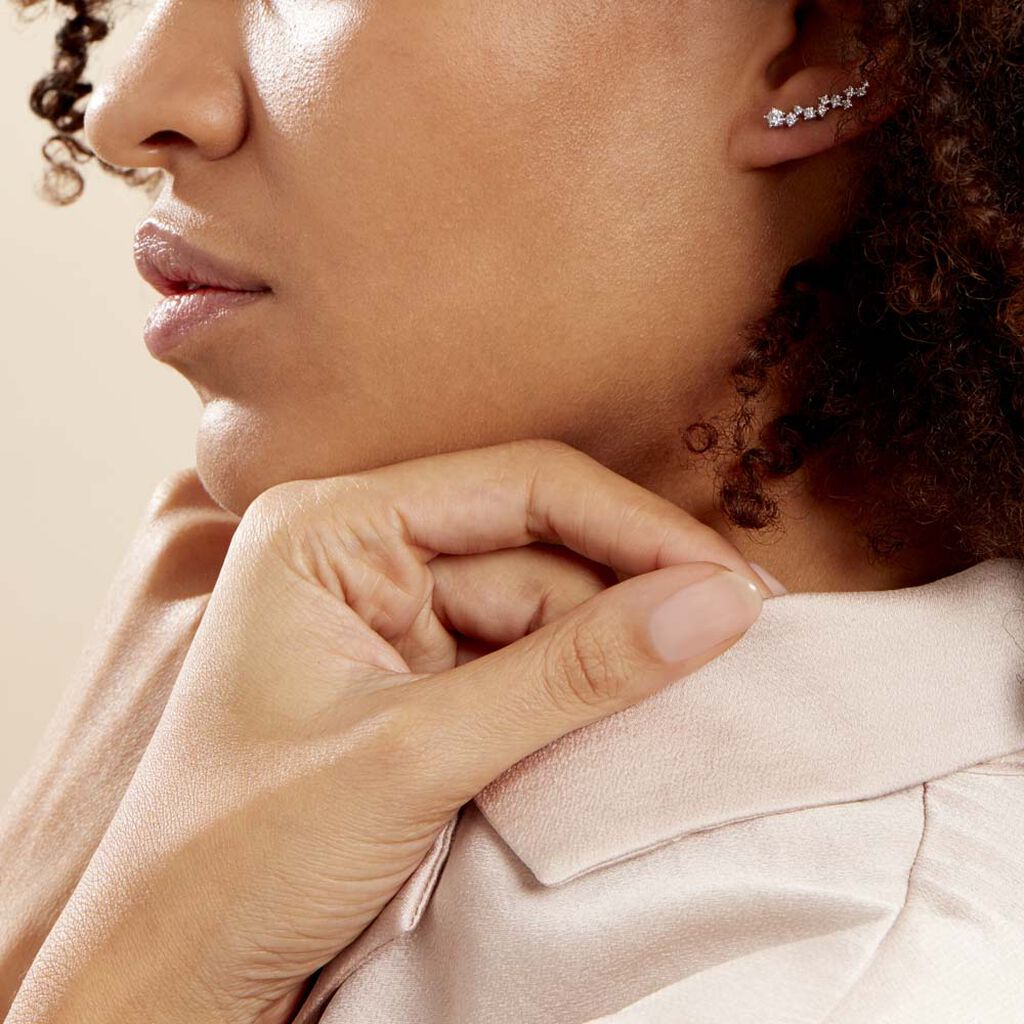 Bijoux D¿oreilles Grimpants Enza Argent Blanc Oxyde De Zirconium