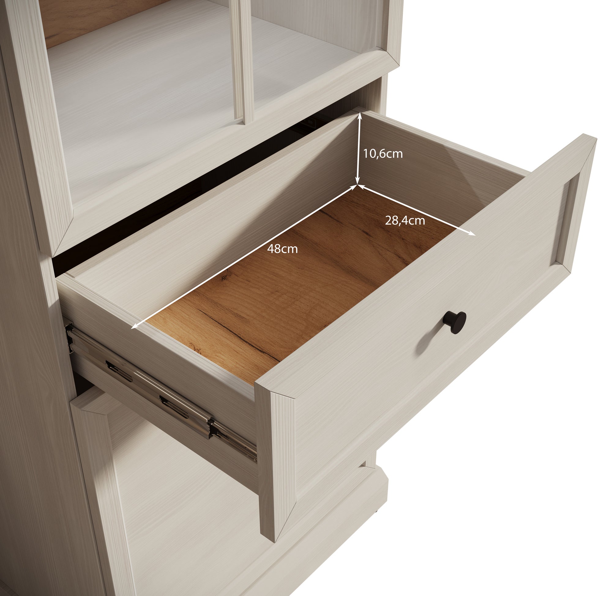 Leroy - Vitrinekast - Wit - 63x41x199 cm