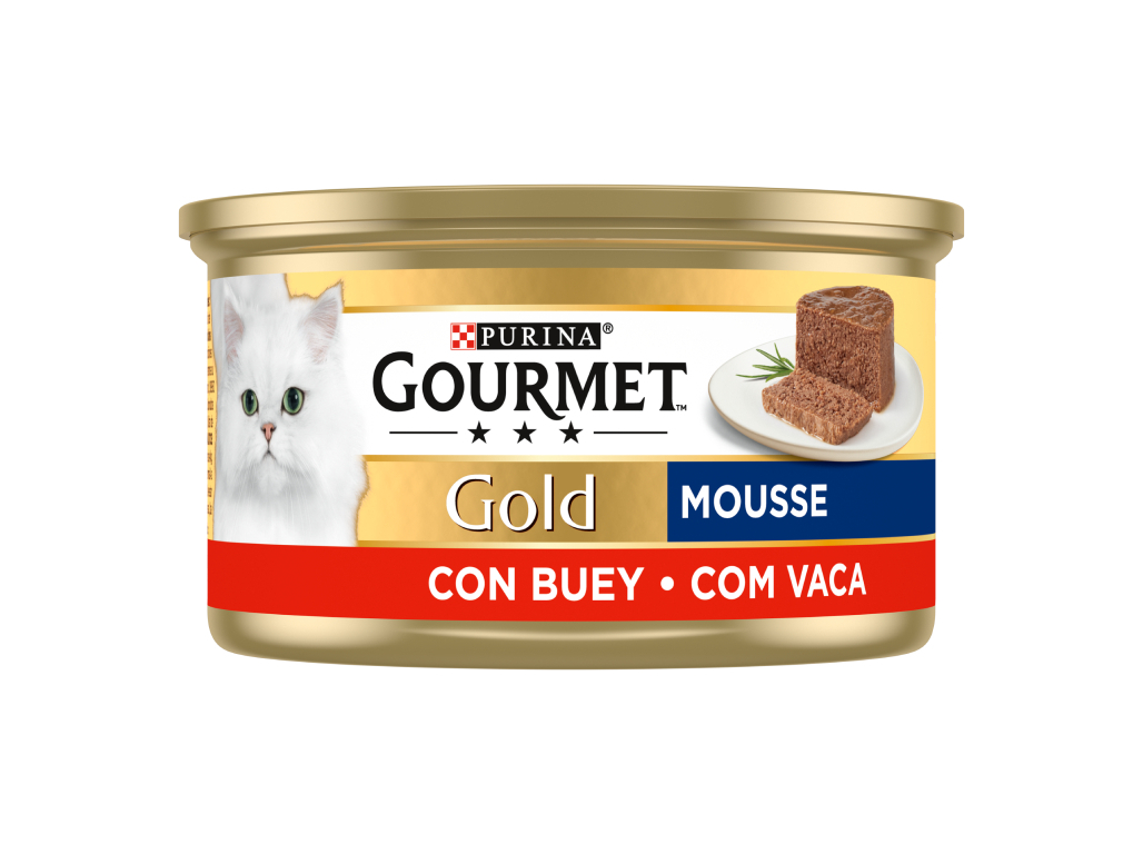 COMIDA HÚMIDA PARA GATO GOURMET GOLD MOUSSE COM VACA 85G