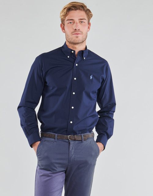 Polo Ralph Lauren - CHEMISE AJUSTEE EN POPLINE DE COTON COL BOUTONNELOGO PONY PLAY Marino