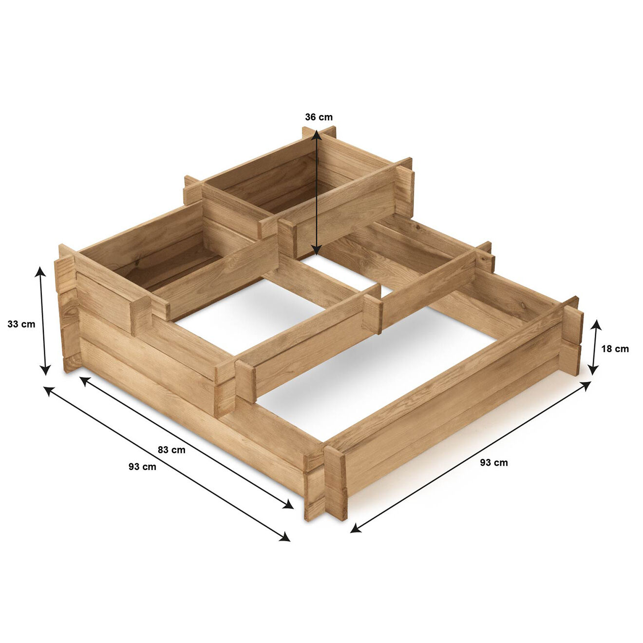 Pratik Garden Carré Potager 5 niveaux bois - 93x93x36 cm