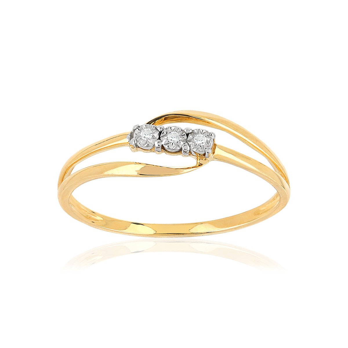 Bague or 375 2 tons ajourée diamants