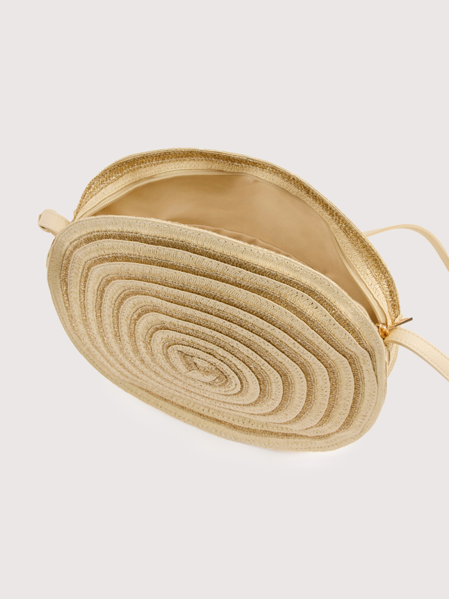 Sac besace paille fantaisie rond