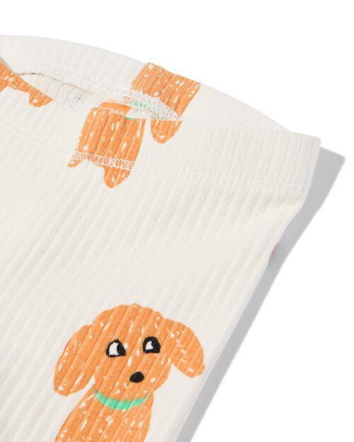 legging côtelé avec chien pour nouveau-né blanc cassé