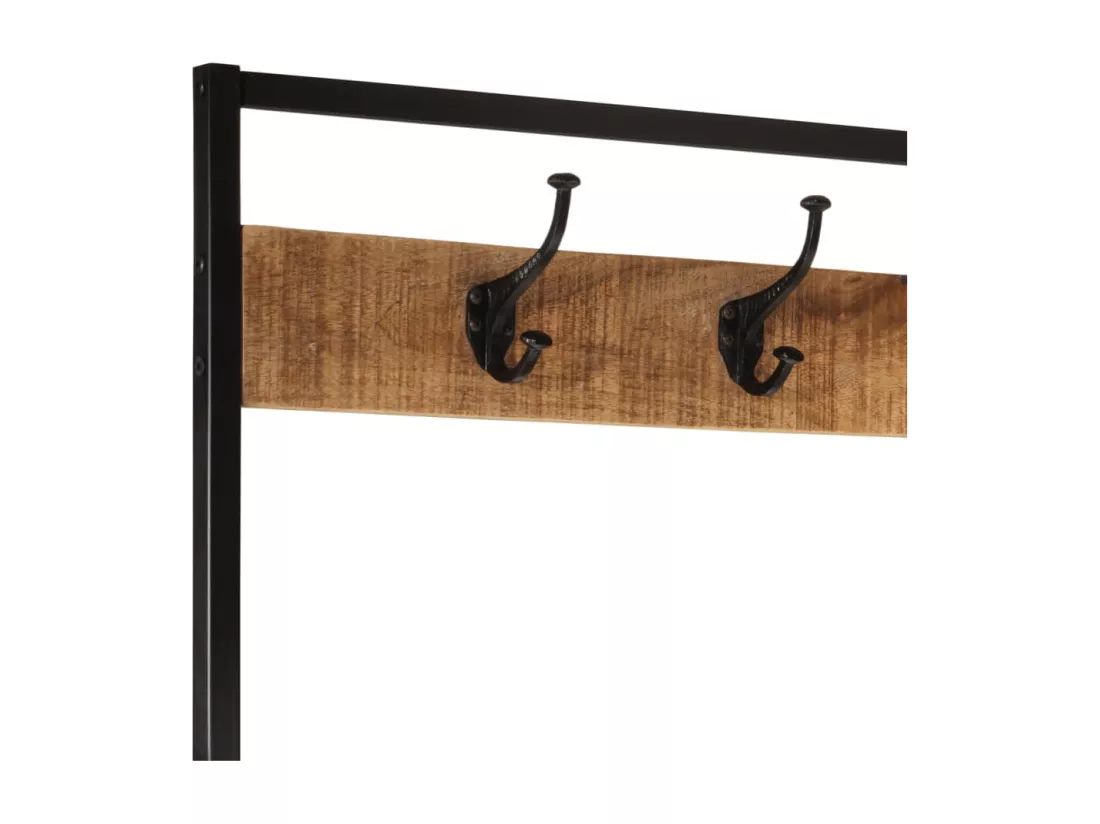Porte-manteau 90x35x180 bois de manguier et fer