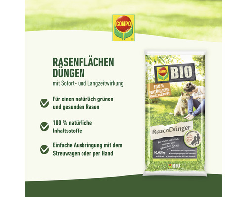 COMPO BIO gazonmeststof 10,05 kg 250 m² 100% natuurlijke ingrediënten