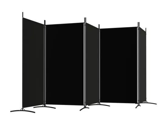 Cloison de séparation 5 panneaux Noir 433x180 cm Tissu