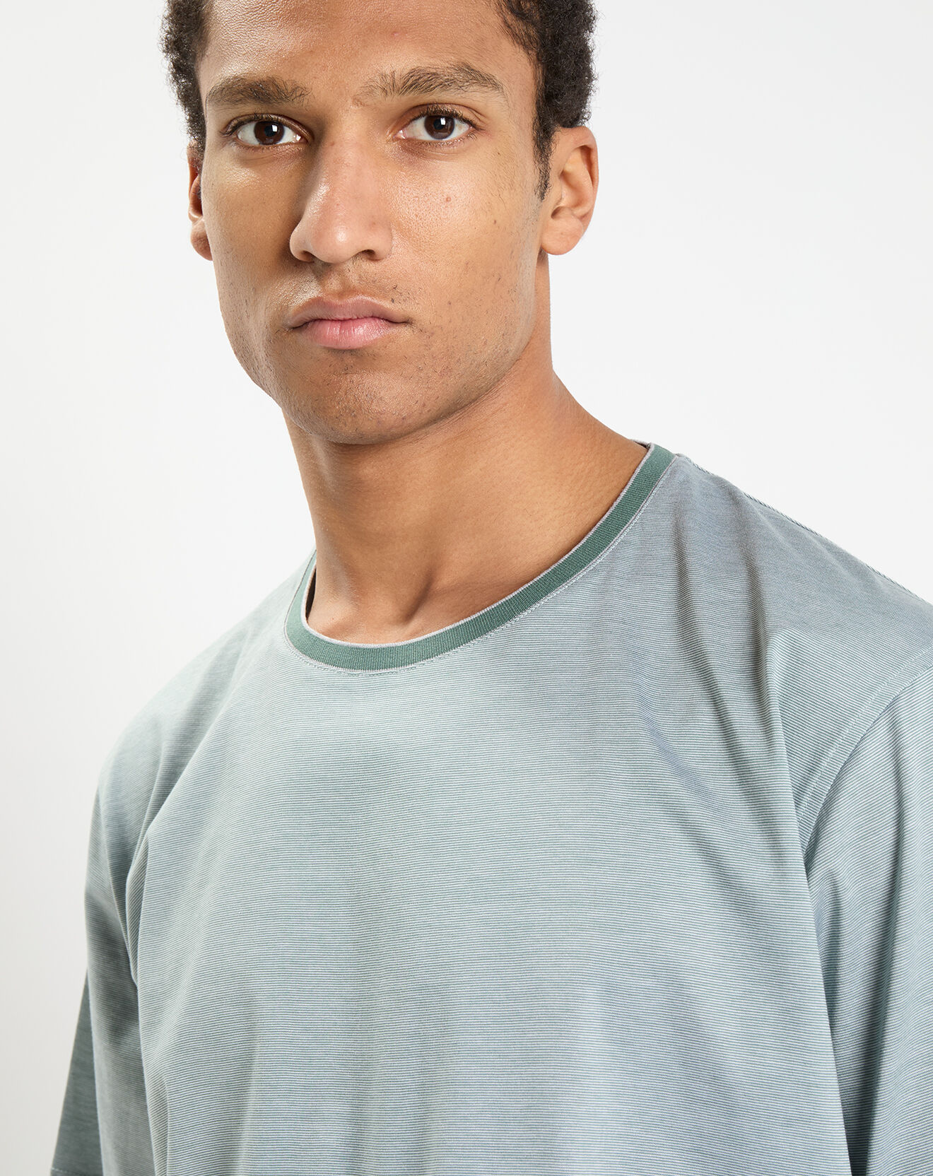 Hackett London T-Shirt Regular Fit Mercerisé à rayures milleraie vert clair