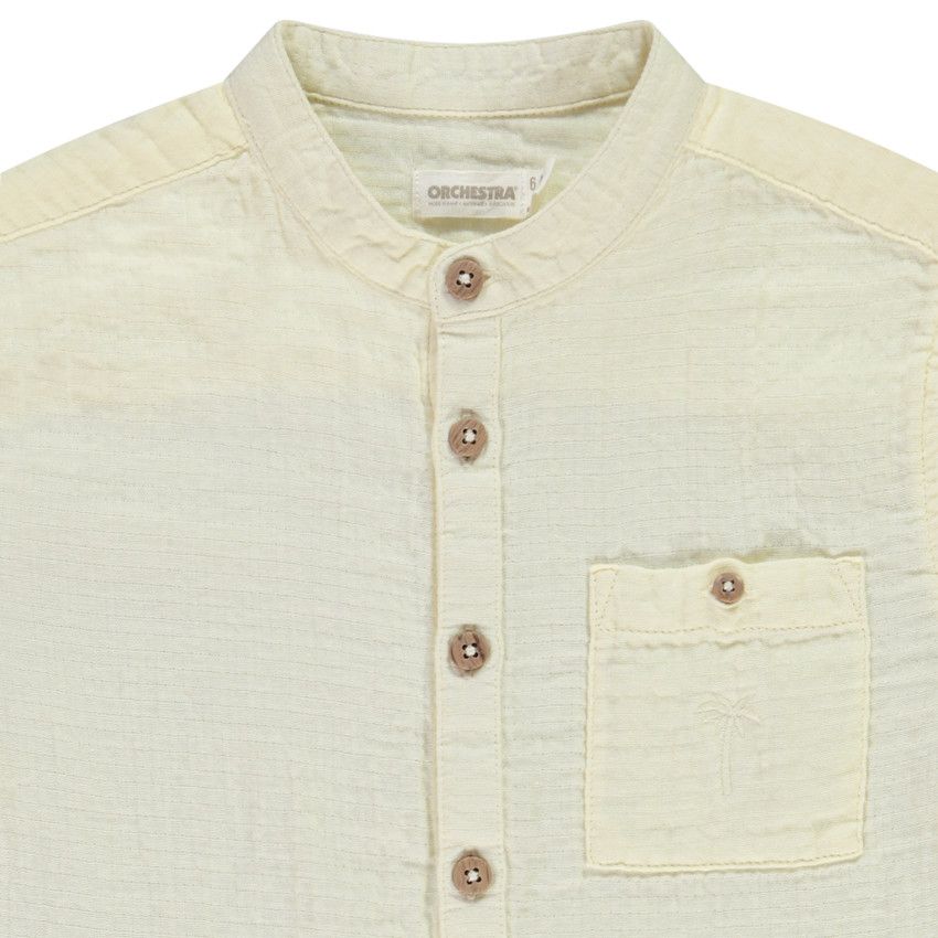 Chemise manches courtes unie en tetra pour garçon - Jaune