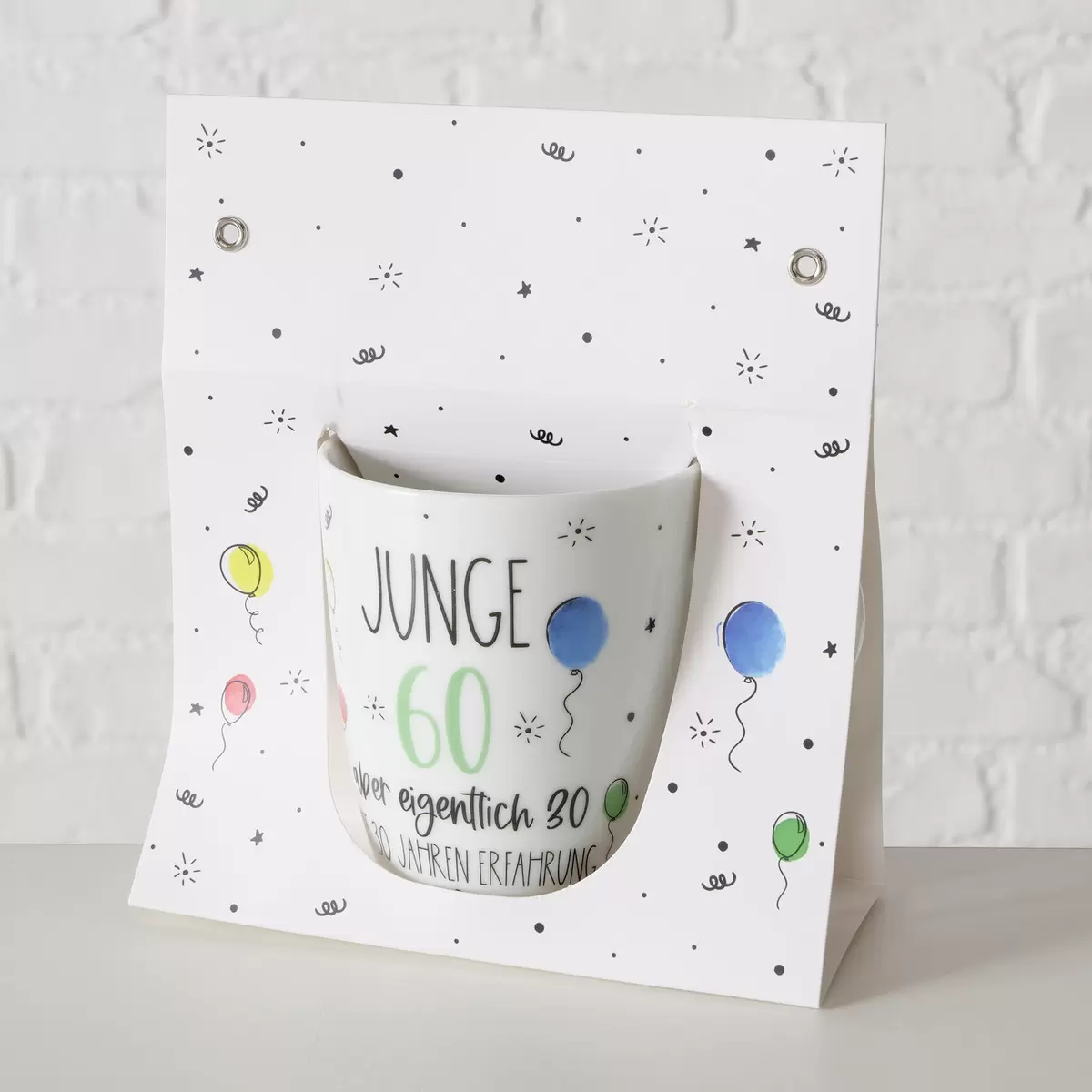 Jumbobecher Geburtstag bunt,schwarz,weiss