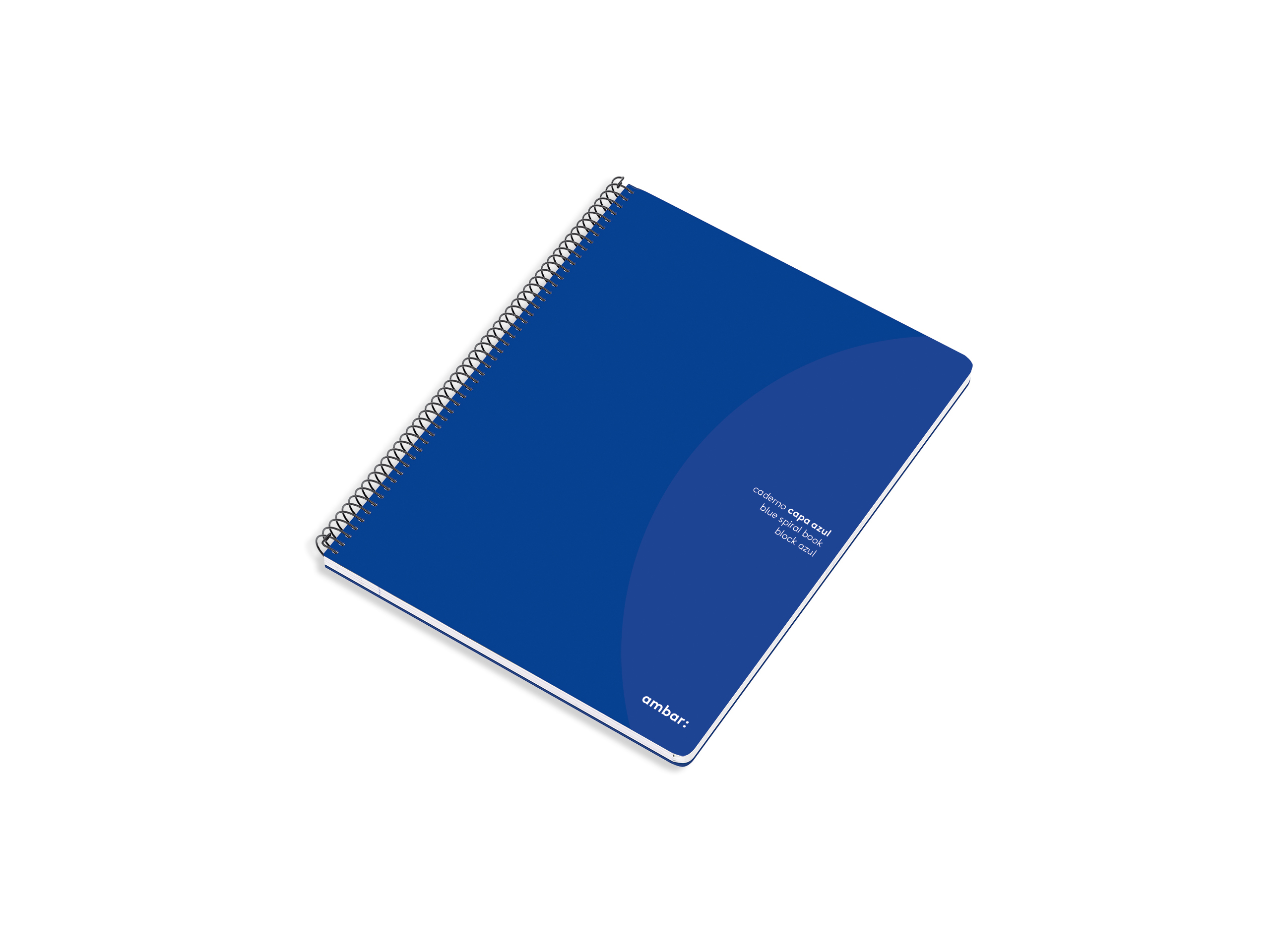 CADERNO ESPIRAL A5 AMBAR CAPA AZUL PAUTADO