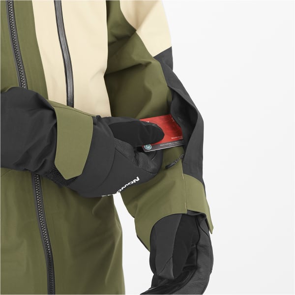 Veste de ski SALOMON MOON PATROL GORE-TEX JKT WHITE PEPPER/GREEN