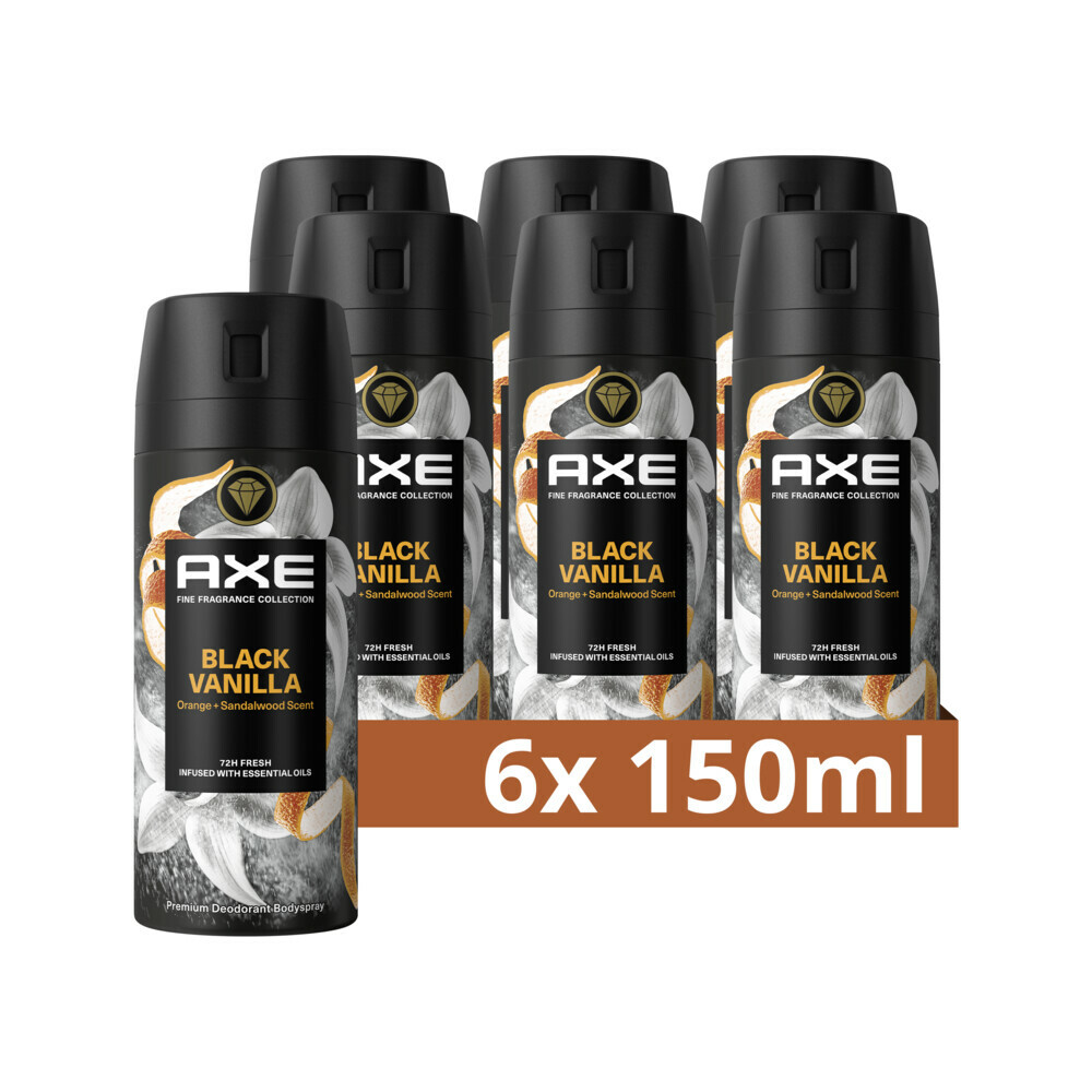 6x Axe Deodorant Bodyspray Black Vanilla150 ml