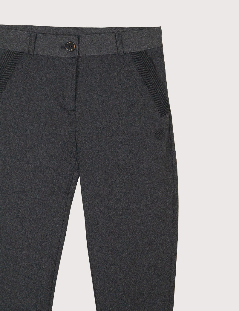 HBT BASICS CITY |  PANTALON FEMME CHRISTINA  CHINO GRIS CHINÉ