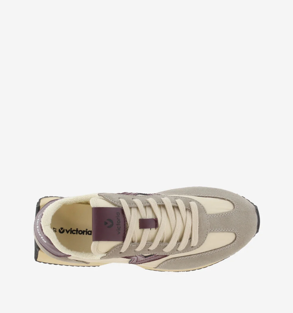COSMOS RÉTRO NYLON & CUIR FENDU Baskets rétro pour femmes super légères BURDEOS