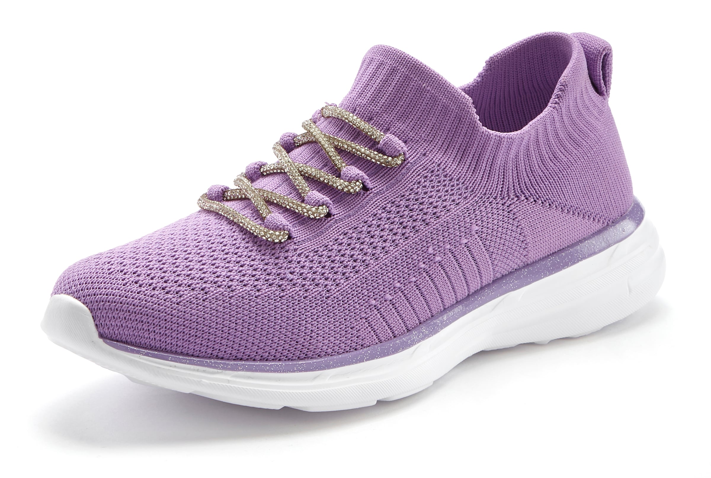 LASCANA Sneaker »Slip-On-Sneaker, Slipper, Freizeitschuh,«  mit modischer Glitzerschnürung VEGAN