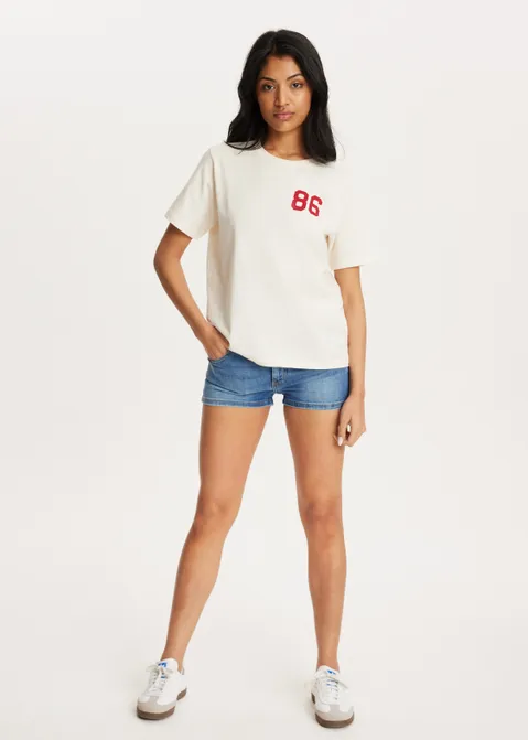 T-shirt met print nummer off-white (ECRU)