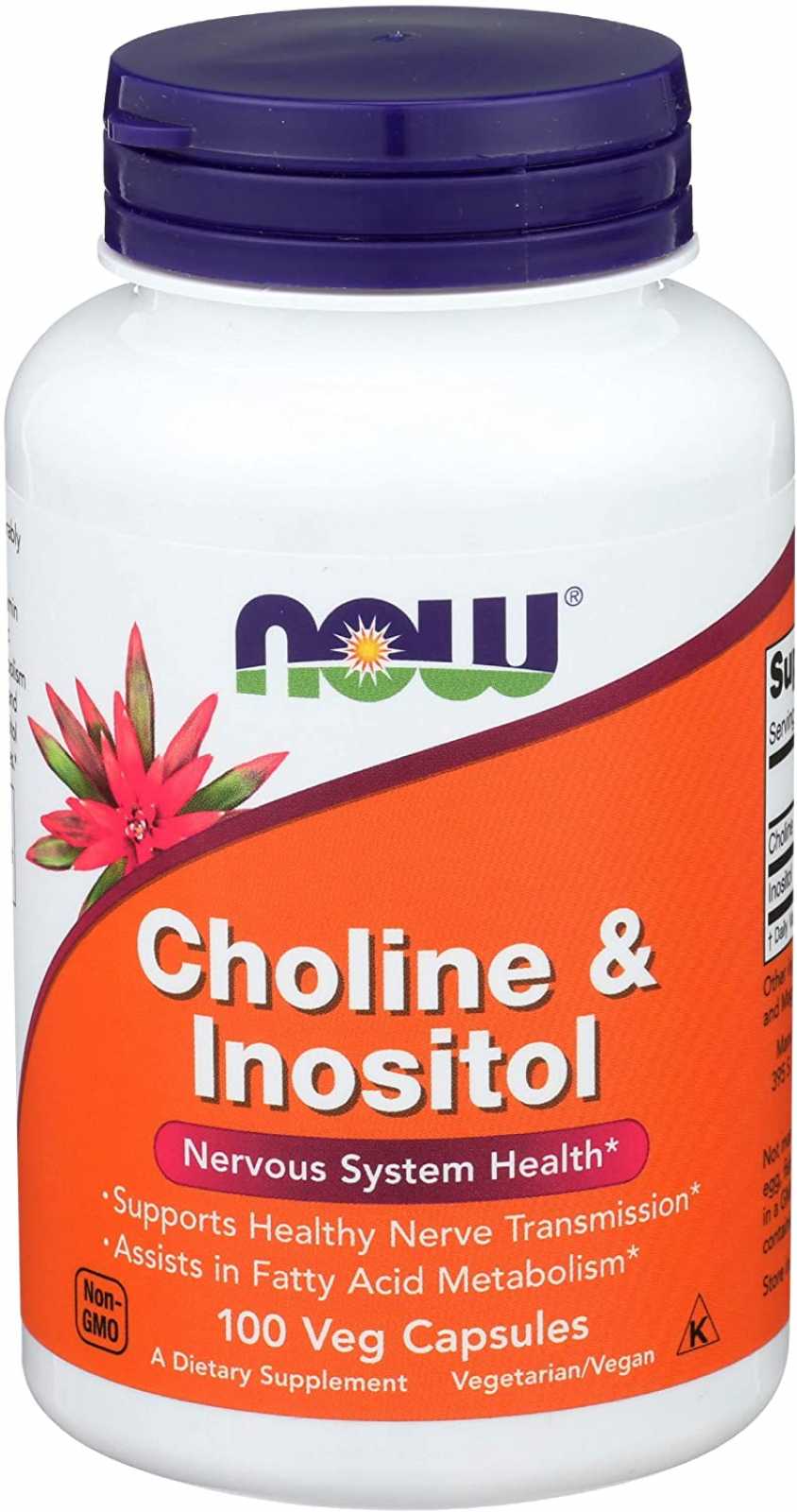 NOW Foods Colina e Inositol 500 mg 100 cápsulas