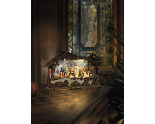Konstsmide LED waterlantaarn, kerststal, warm wit licht, inclusief timer.