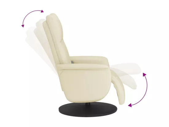 Fauteuil inclinable de massage et repose-pieds crème similicuir