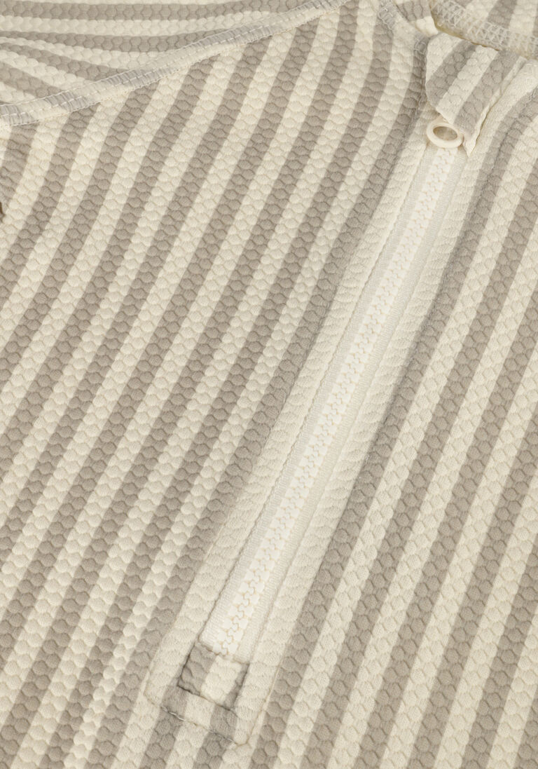 QUINCY MAE beige quincy mae  zip rashguard one-piece ahs stripe