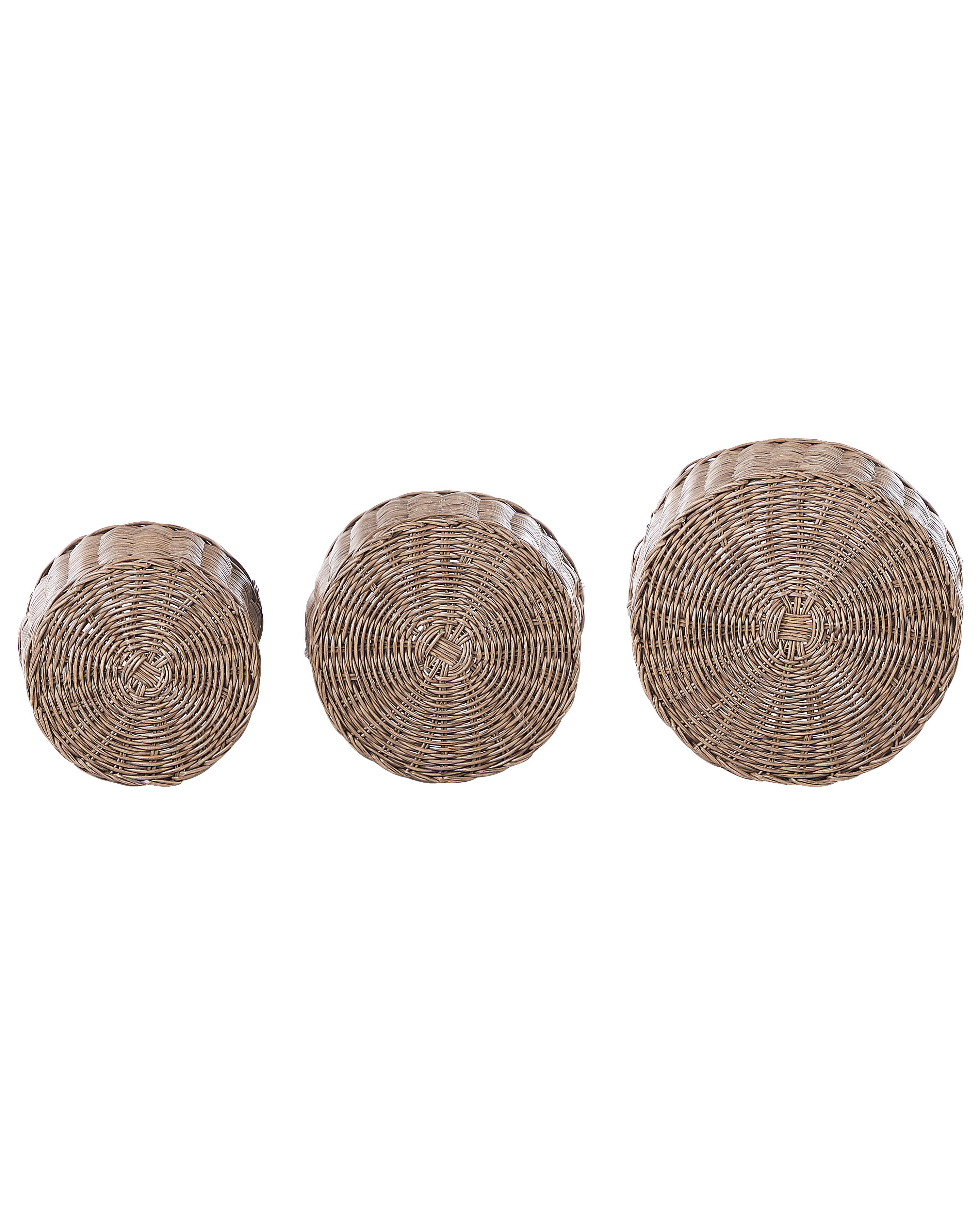 Set van 3 bloempotten PENDULA PE rotan 33/37/45 cm Natuurlijk
