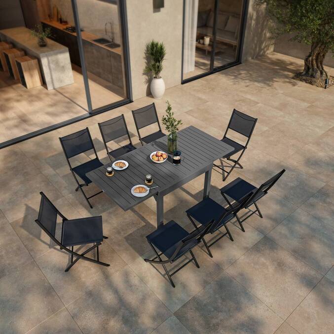 Table de jardin extensible PIAZZA Graphite