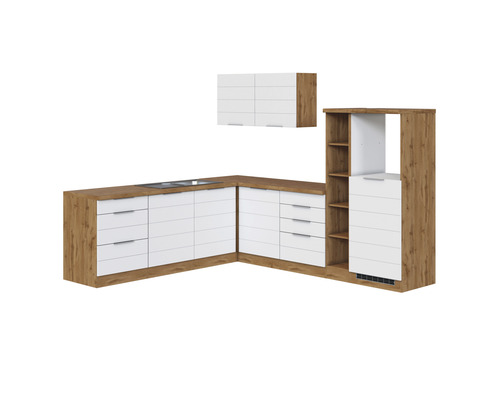Held Furniture hoekkeuken zonder apparatuur Florence 240 cm wit mat gedemonteerd omkeerbaar model 1128.6291