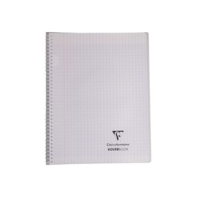 Clairefontaine Koverbook - Cahier polypro spiralé 24 x 32 cm - 160 pages - grands carreaux (Seyes) - disponible dans différentes couleurs