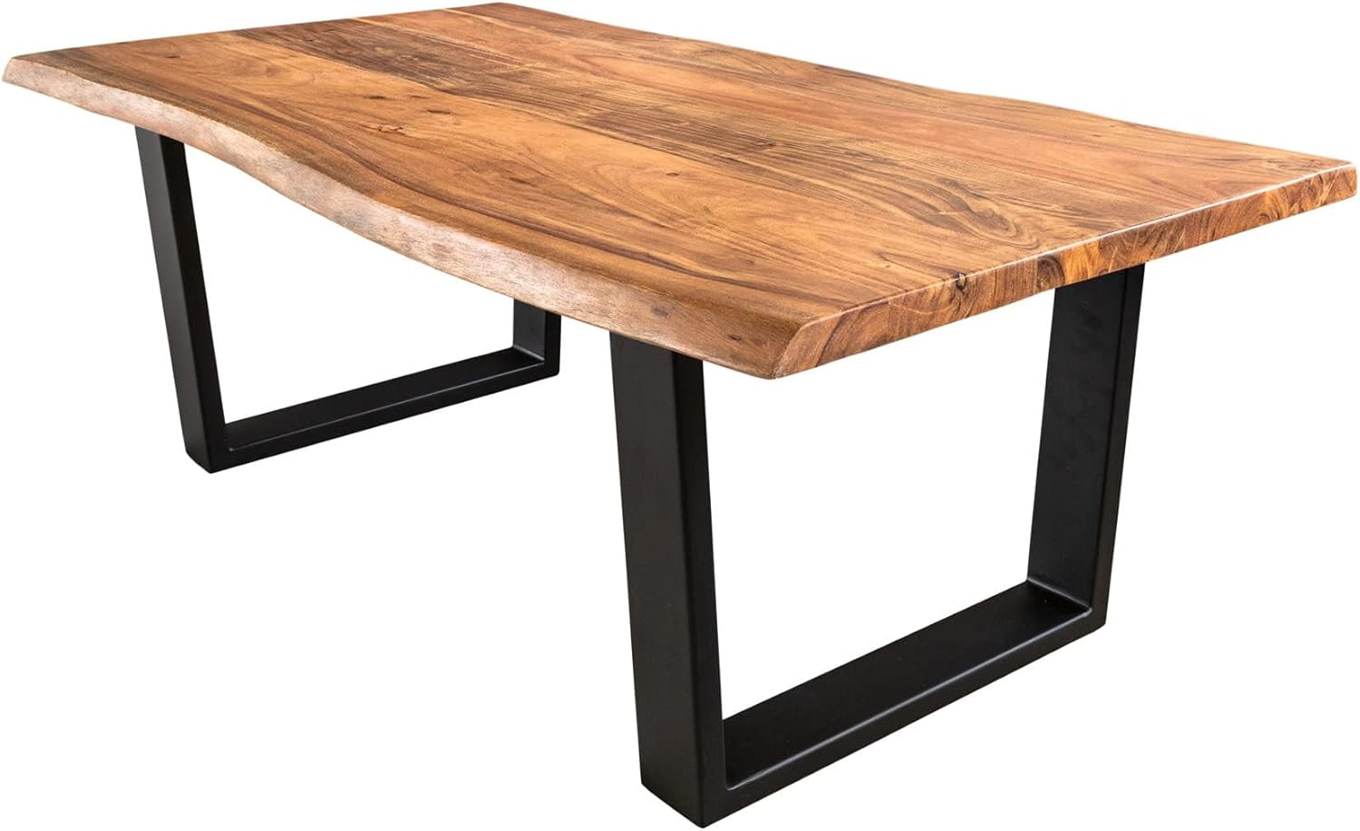 Riess Ambiente Massivholz Couchtisch Mammut 120cm Akazie Natur U-Gestell schwarz 2,5cm Tischplatte