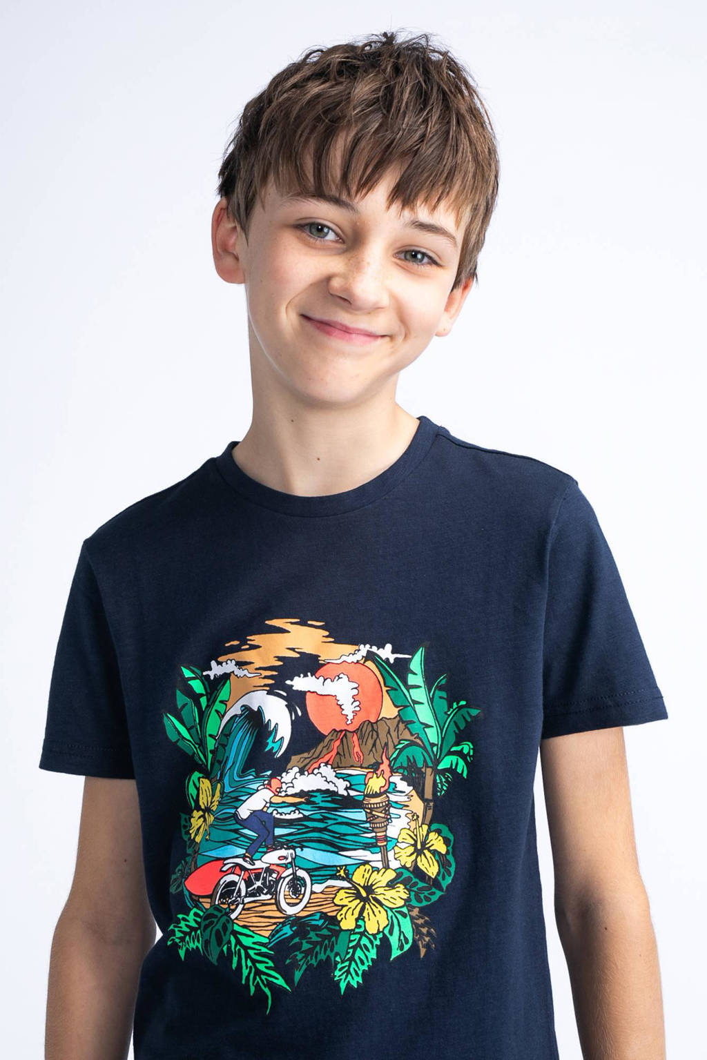 Petrol Industries T-shirt met printopdruk navy