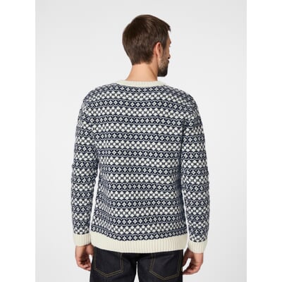 Herrenpullover Lammwolle, Offwhite-Navy