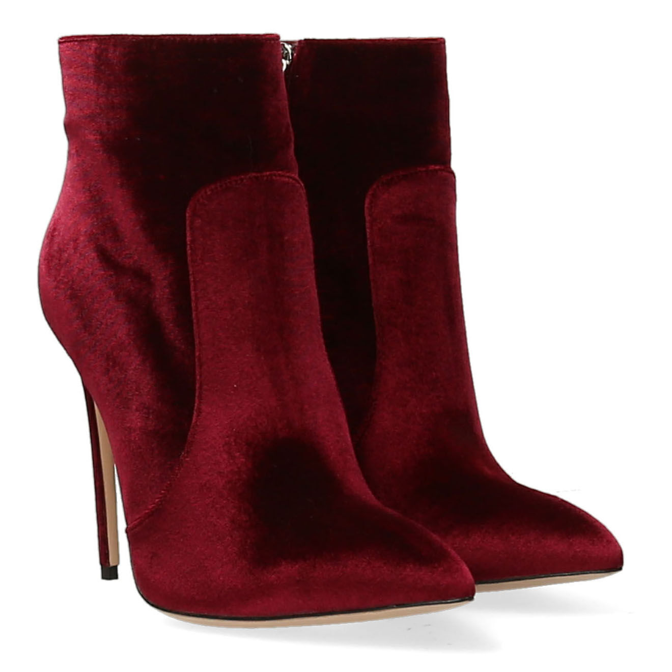 Gianni Renzi Bottines en Velours bordeaux - Talon 12 cm