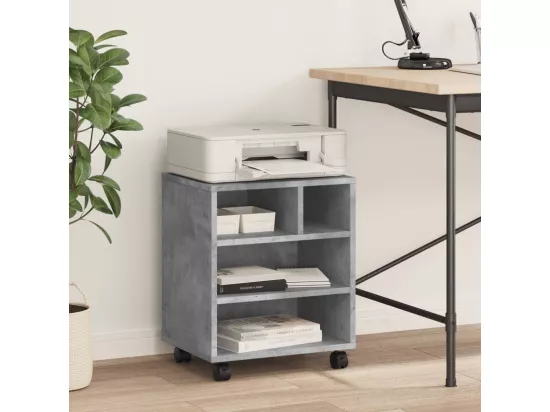 Support d'imprimante avec roulettes gris béton 41x32x48 cm