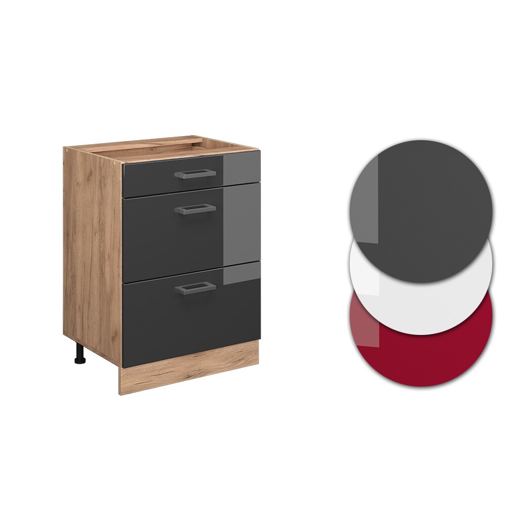 Vicco Schubladenunterschrank Küchenschrank Küchenzeile R-Line 60 cm Eiche Anthrazit Schublade