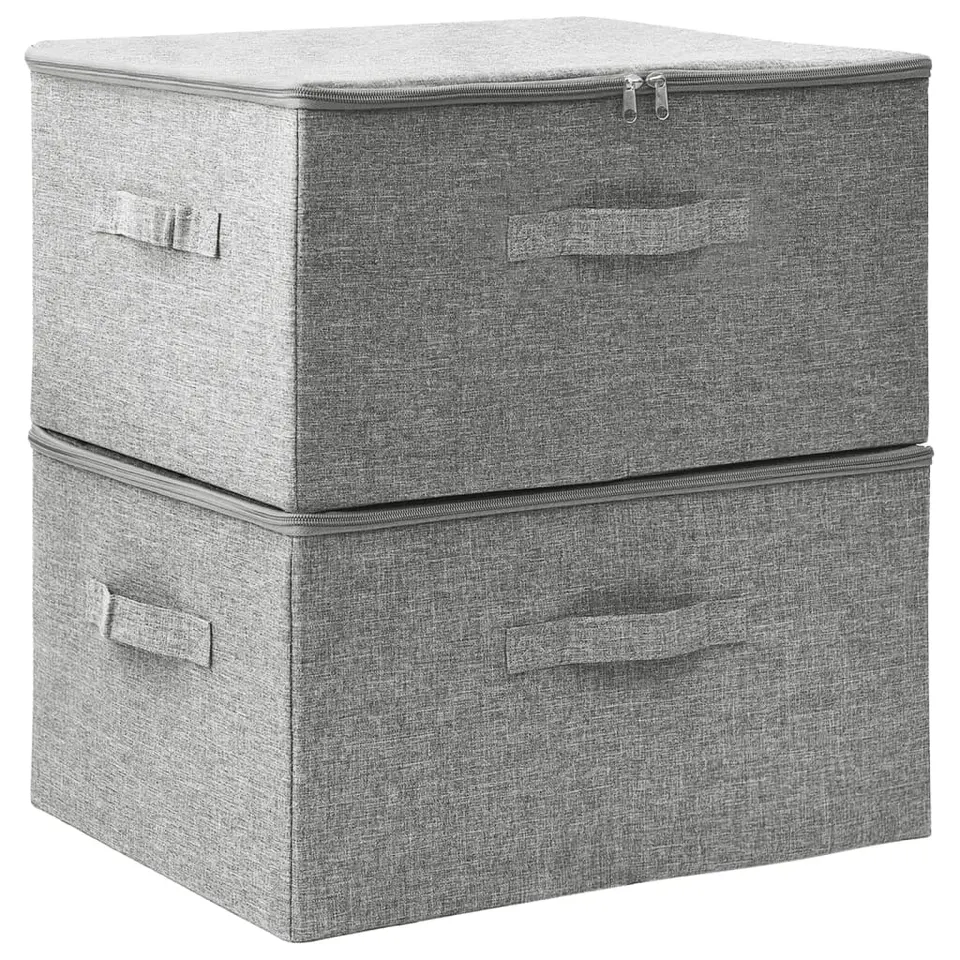 vidaXL - Opbergbox Opbergboxen - Grijs - Stof - 2 stuks