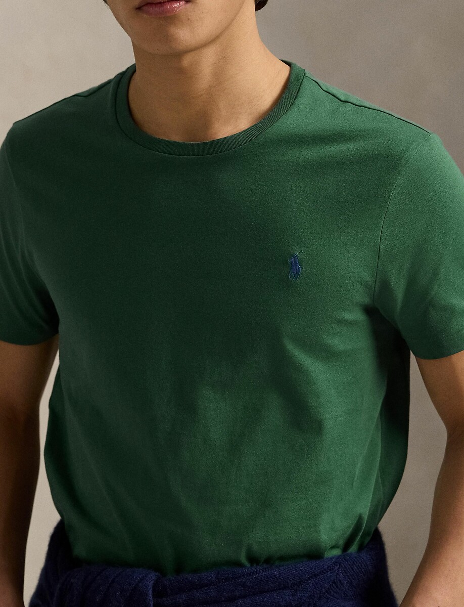 POLO RALPH LAUREN<br>Camiseta lisa de malha fina com logotipo bordado