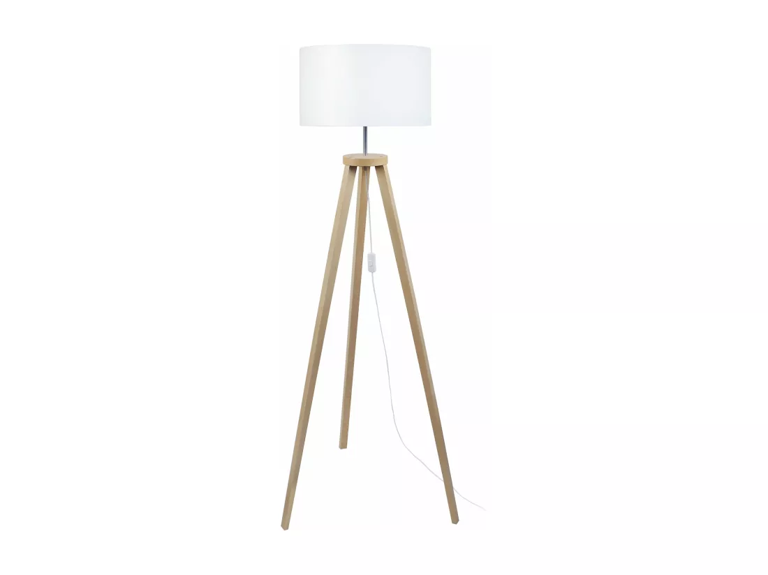 Lampadaire trépied, bois naturel 152 cm.